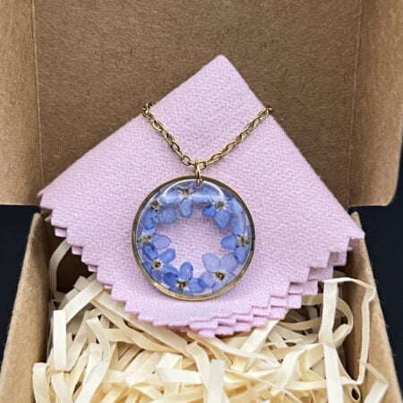 Forget me not flower wrath gold necklace