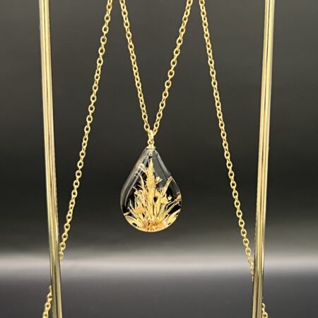 Teardrop grass gold filled necklace