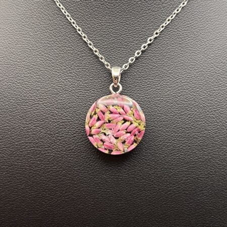 Round heather necklace - silver