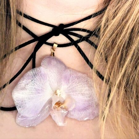 Purple orchid bow choker