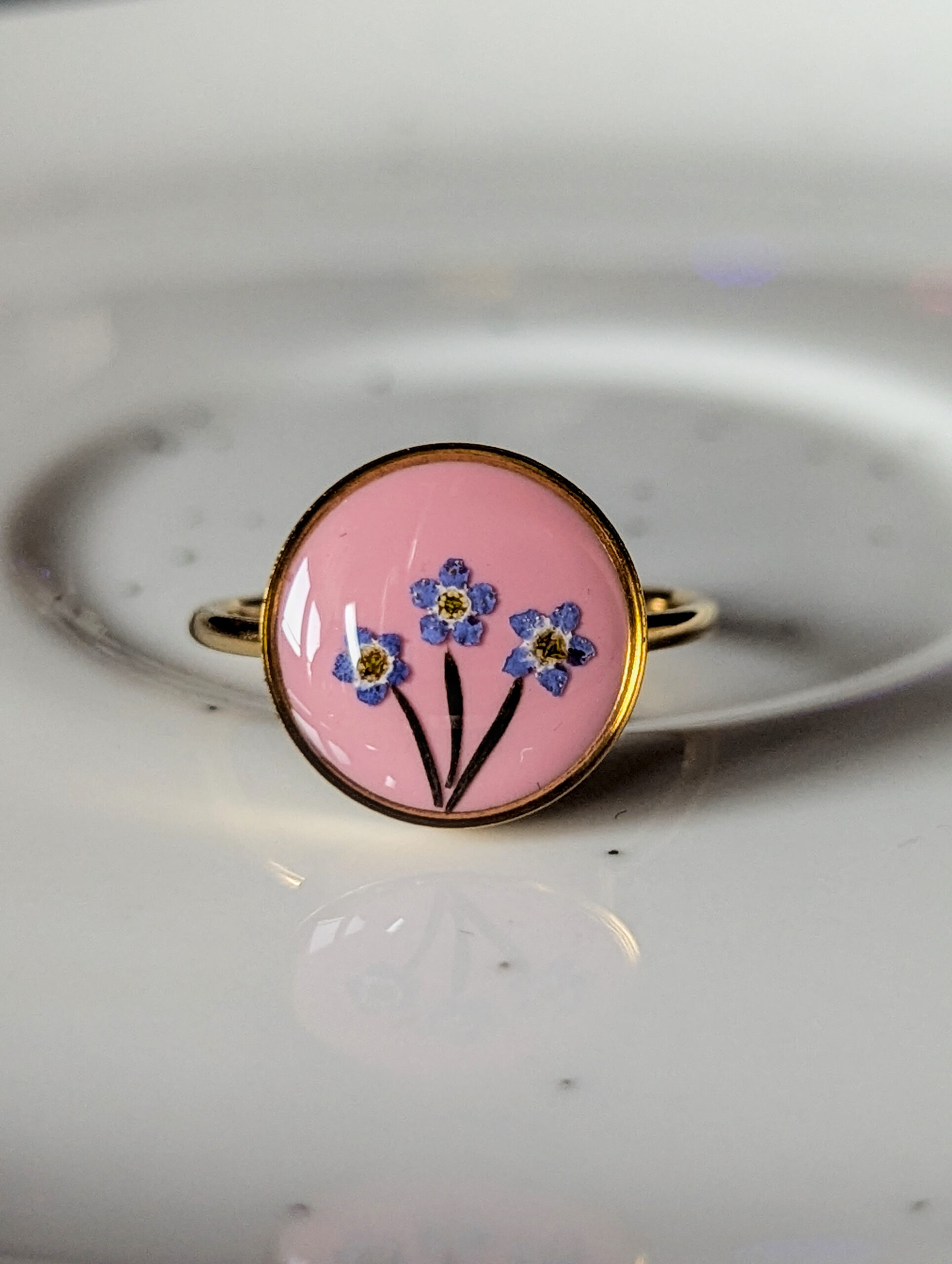 Forget me not gold adjustable ring - Image 2