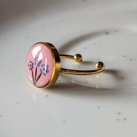 Forget me not gold adjustable ring
