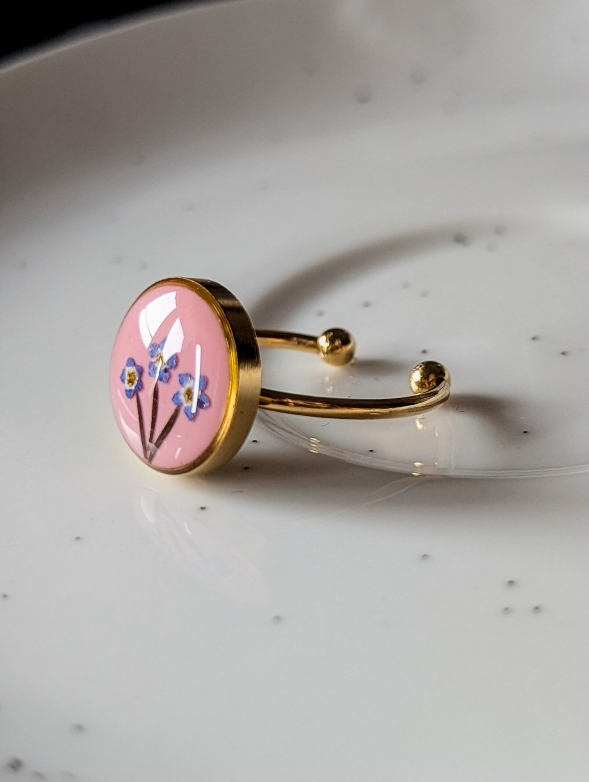 Forget me not gold adjustable ring