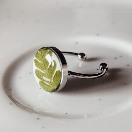 Fern silver adjustable ring