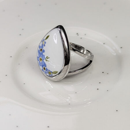 Forget me not teardrop adjustable ring