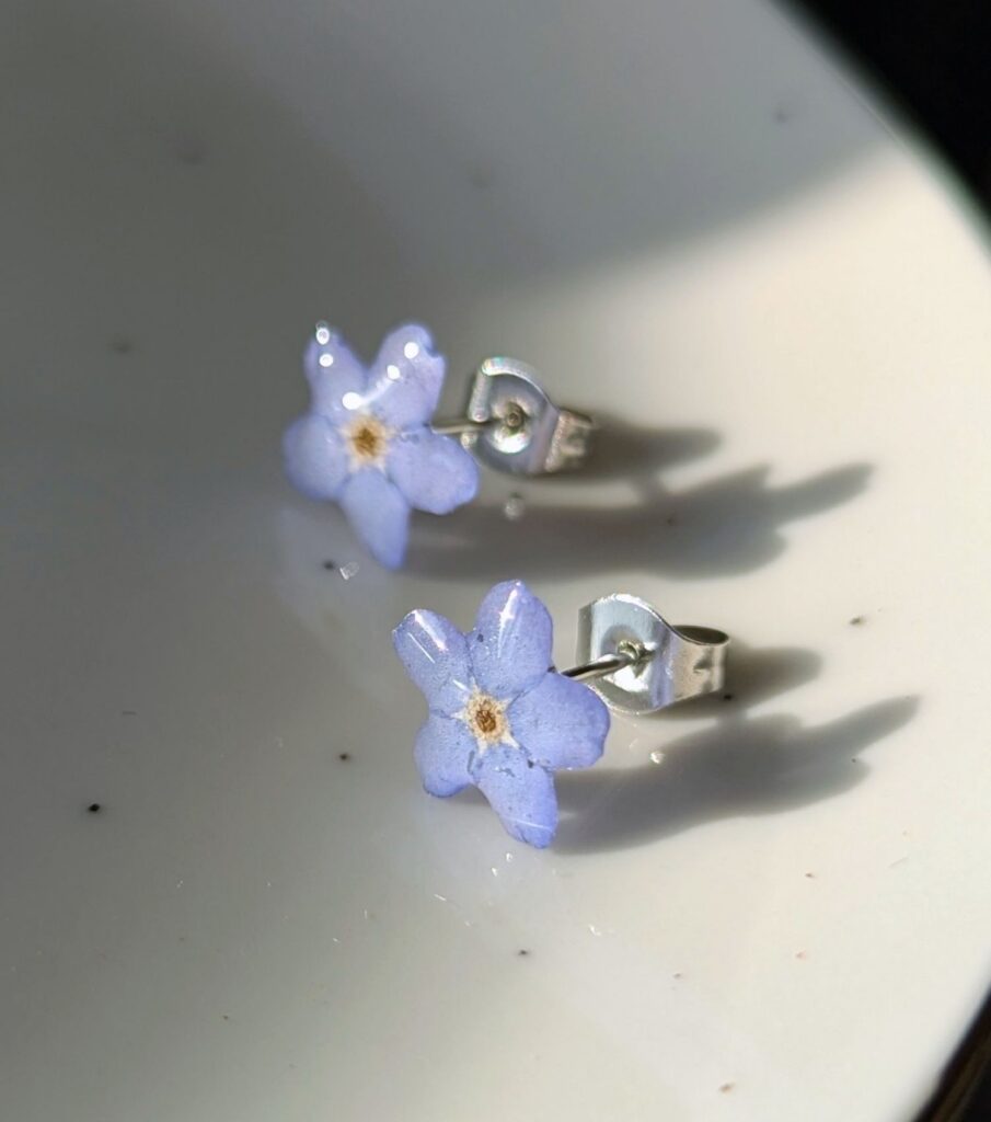 Real forget me not stud earrings