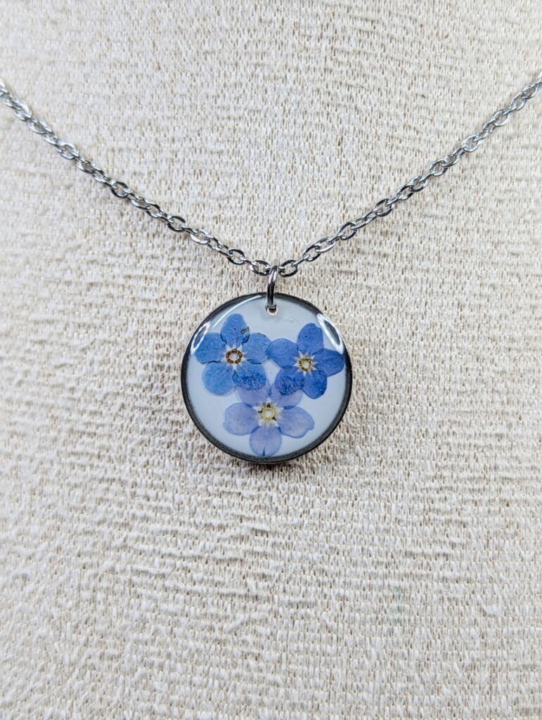 Forget me not silver necklace