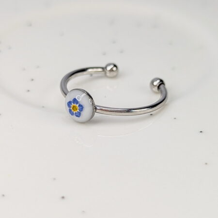 Forget me not silver adjustable ring