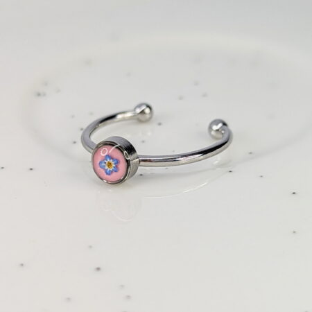 Forget me not silver adjustable ring