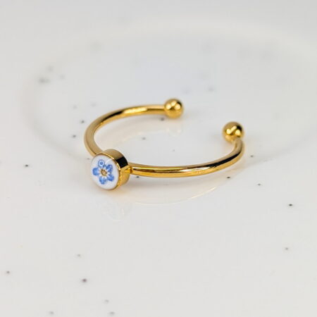 Forget me not gold adjustable ring