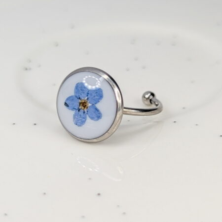 Forget me not silver adjustable ring