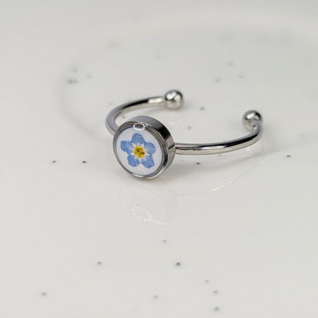 Forget me not silver adjustable ring