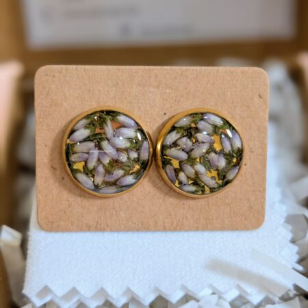 Purple heather gold studs