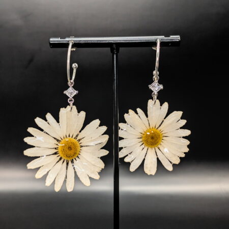 Daisy silver hoop earrings