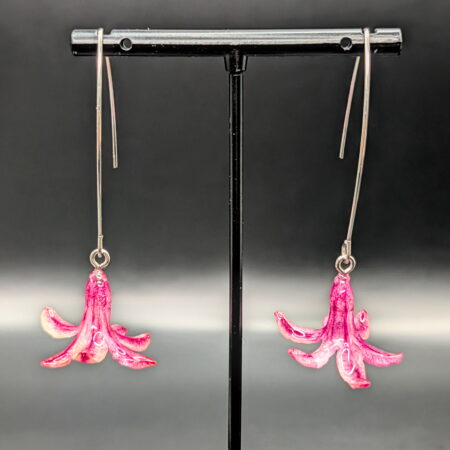 Pink hyacinth silver drop earrings