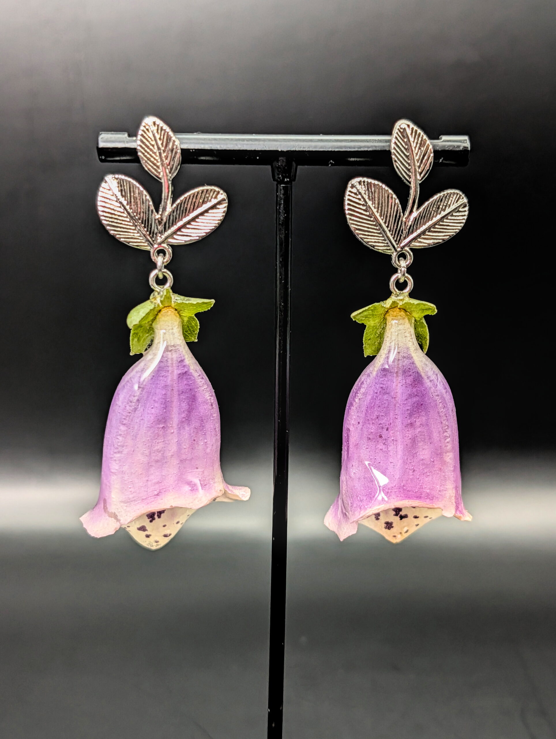 Purple foxgloves silver earrings - Image 2