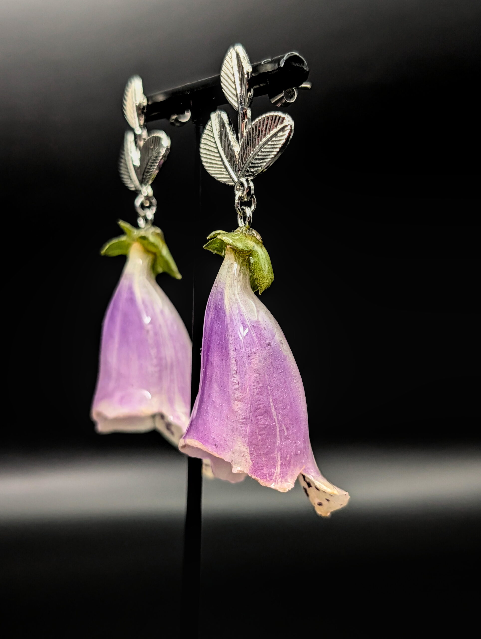 Purple foxgloves silver earrings - Image 3