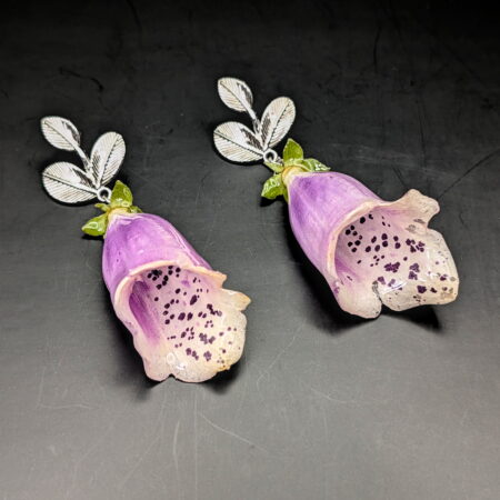 Purple foxgloves silver earrings