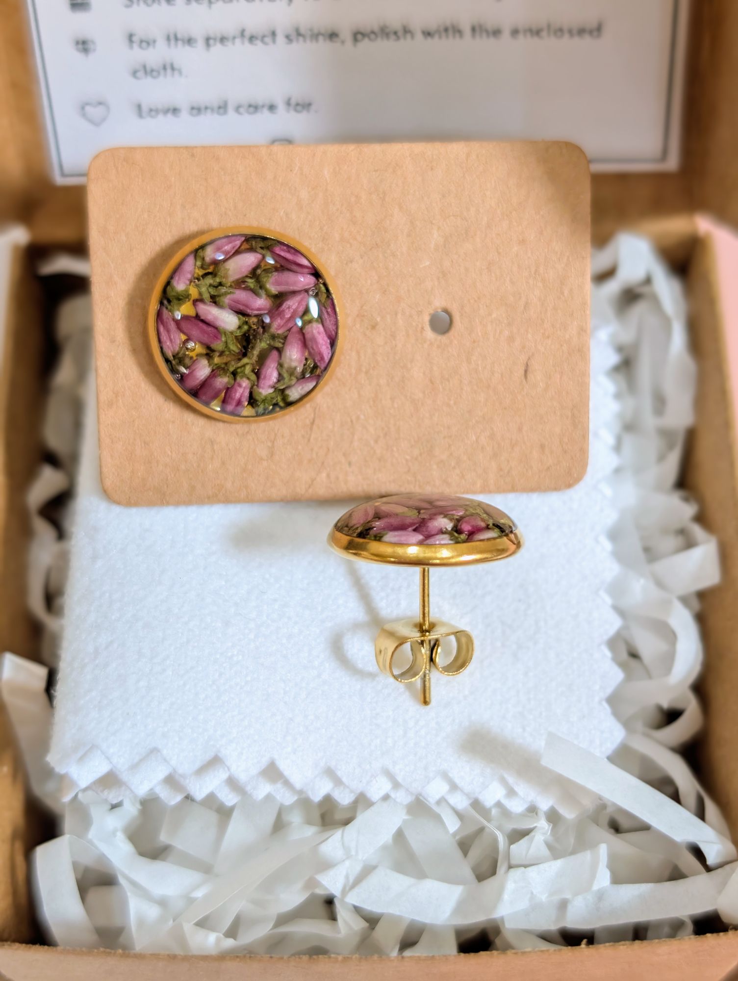 Pink heather gold studs - Image 2