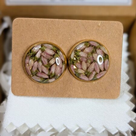 Light pink heather gold studs