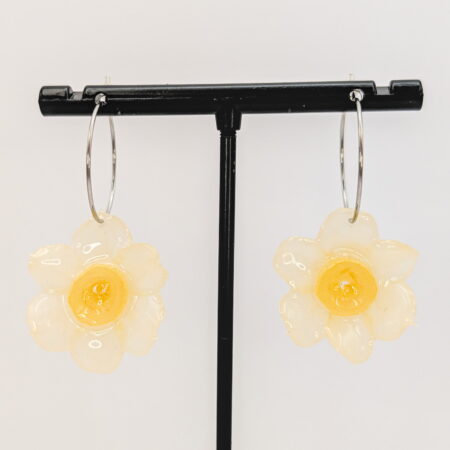 Daffodil hoop earrings - silver