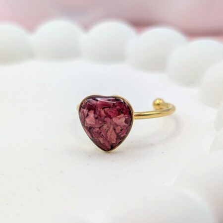 Carnation gold heart adjustable ring