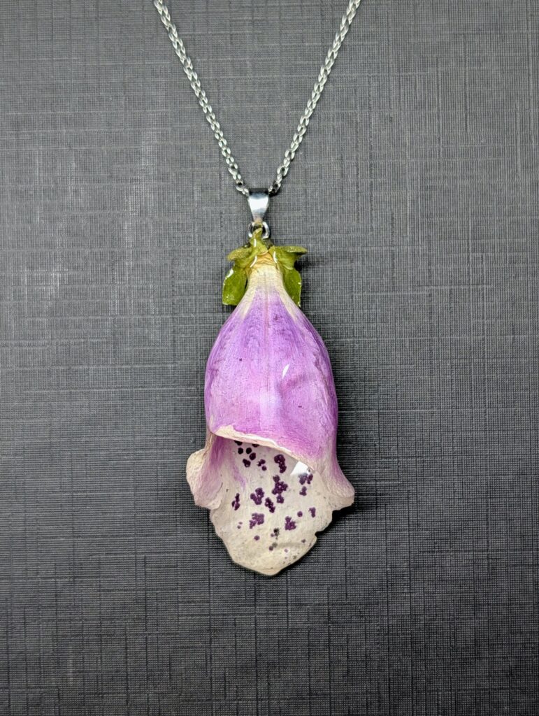 Purple foxglove necklace