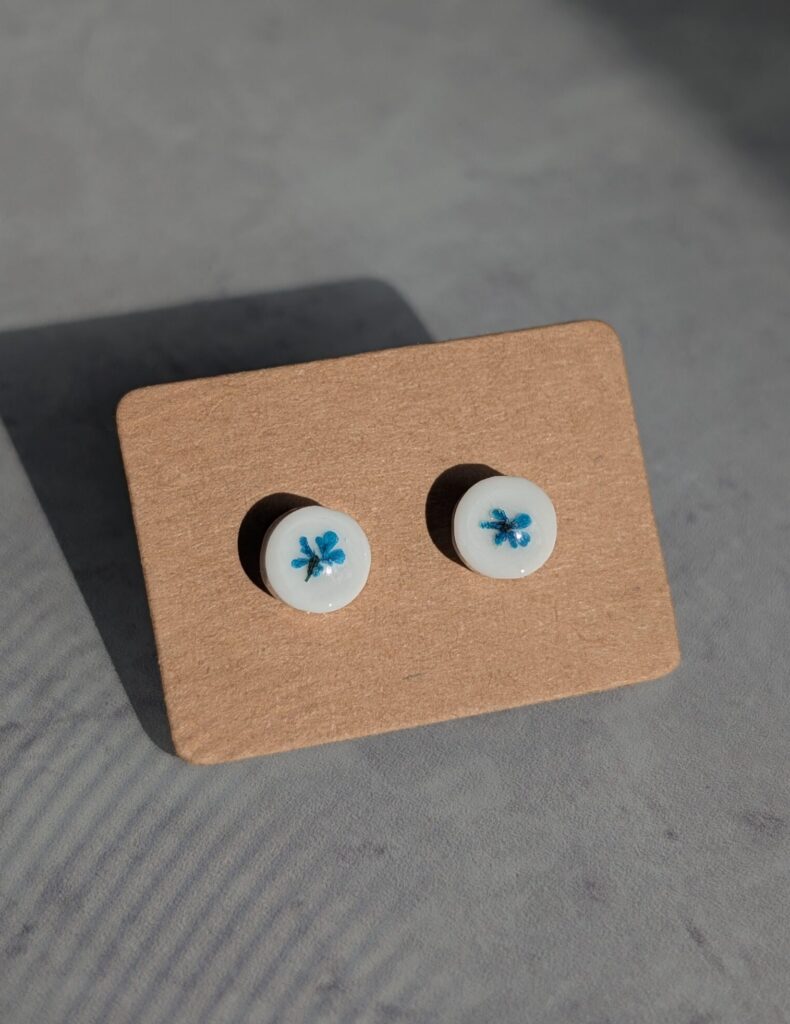 Blue Queen Anne's Lace studs